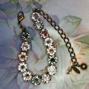 CKH Clear, Pink & Smoky Grey Swarovski Crystal Bracelet Set in Brass 9" Long